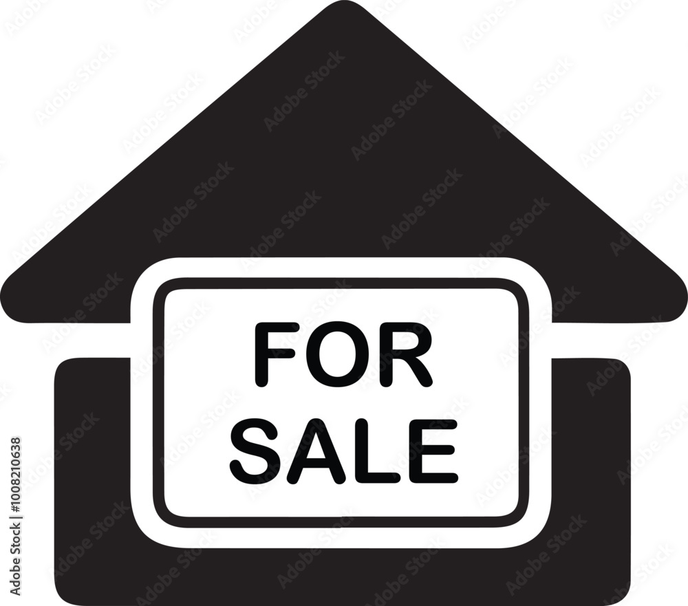Home icon. Property for sale. Silhouette Vector icon on white background. Home icon. Property for sale. Silhouette Vector icon on white background.
