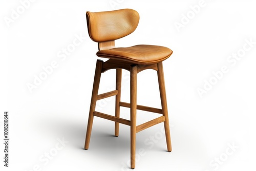 Wallpaper Mural A stylish brown leather bar stool with a sleek wooden frame for modern interiors Torontodigital.ca