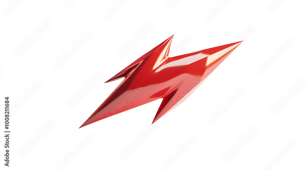 Jagged Red Lightning Bolt 3D Model on a transparent background Jagged Red Lightning Bolt 3D Model on a transparent background