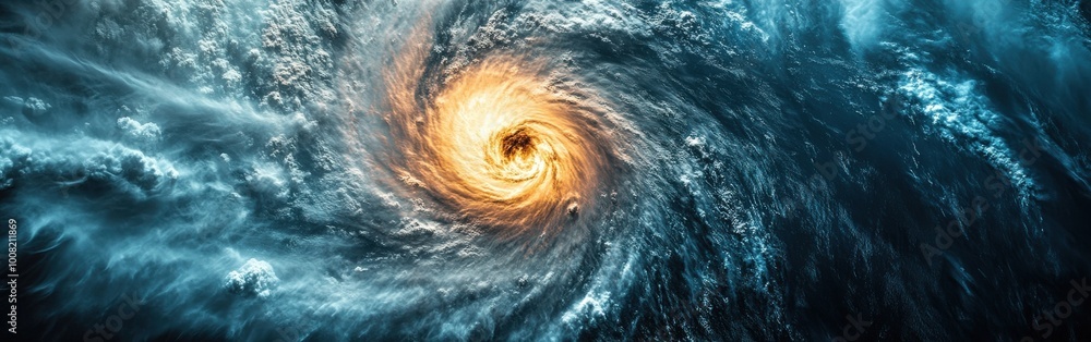 Fototapeta premium Hurricane Formation Seen from Satellite, Aerial Weather View
