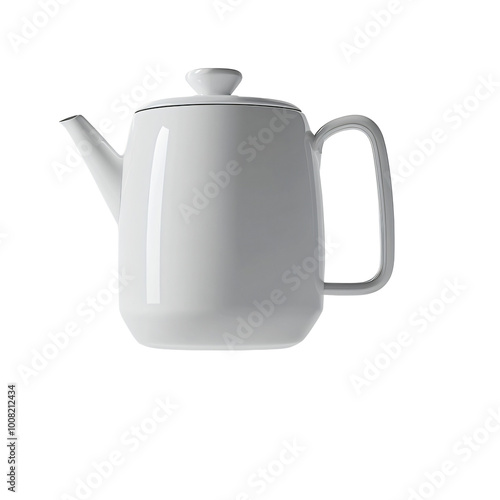 White Kettle Mockup in Mid-Air Design on a transparent background