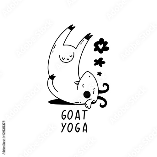 outline illustration of goat yoga