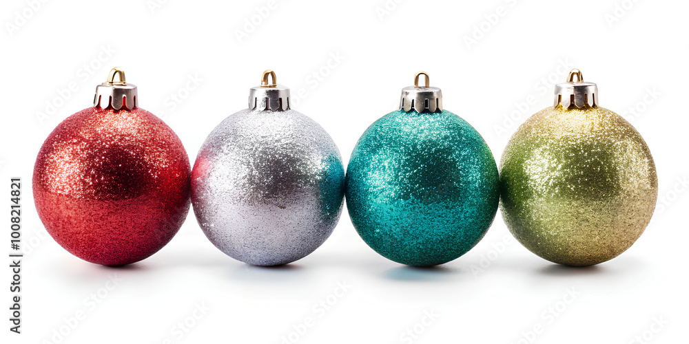 Many different. Set of Glitter shimmer Christmas bauble ball on white background. Mockup design, Christmas concept Many different. Set of Glitter shimmer Christmas bauble ball on white background. Mockup design, Christmas concept
