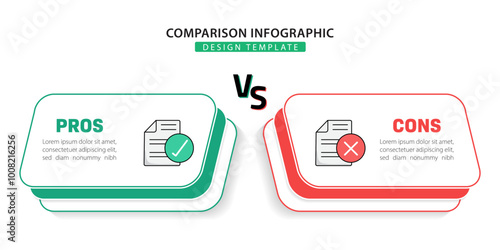 Comparison Infographic Design Template, Comparison between companies and products and services, Business presentation concept with 2 options, To do list or planning icon, vector illustration.	