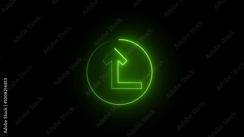 road turn icon neon road signal driversion on black back ground 4k animation. road turn icon neon road signal driversion on black back ground 4k animation.