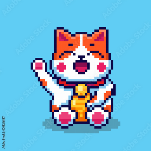 Pixel art Lucky Cat game asset design