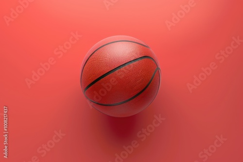 A vibrant basketball resting on a bold red surface, capturing the essence of sport and passion