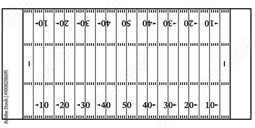 American Football Field Outline Illustration Isolated on White Background