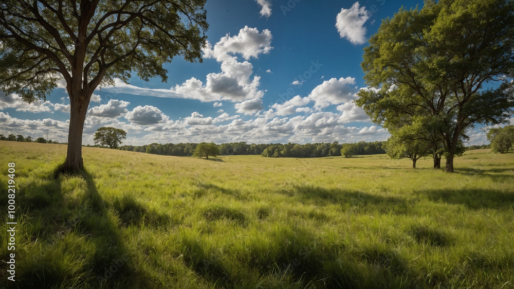 Scenic landscape with a lone tree under a vibrant sky and clouds, surrounded by lush green fields. Scenic landscape with a lone tree under a vibrant sky and clouds, surrounded by lush green fields.