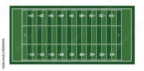 American Football Field Illustration Isolated on White Background