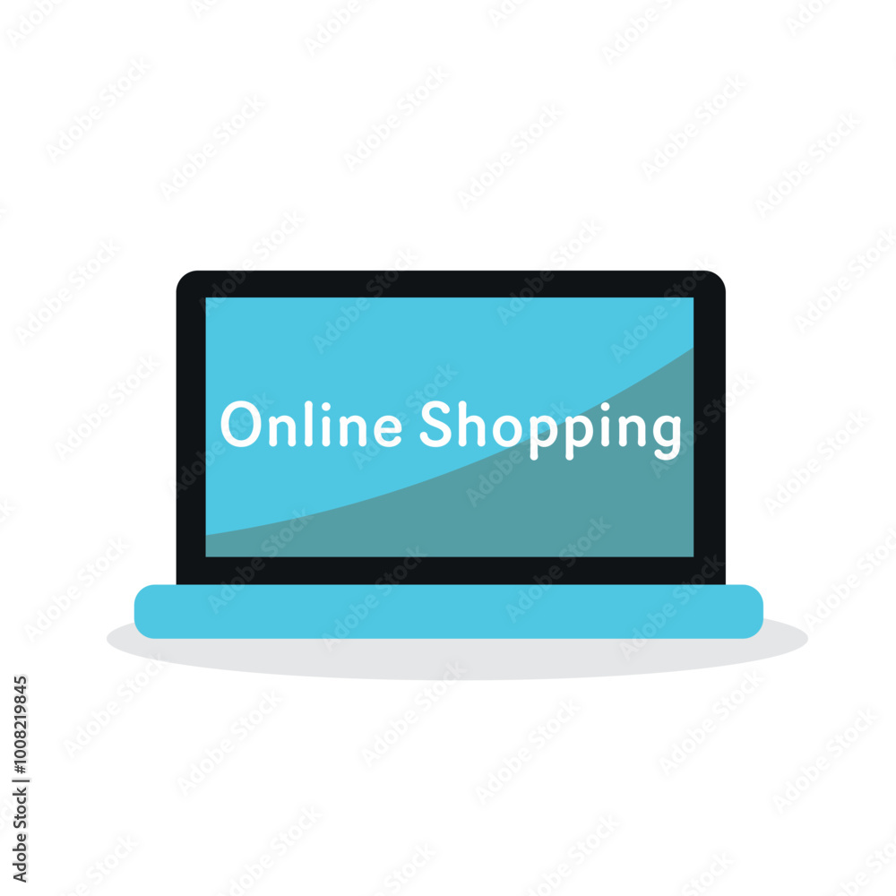 laptop with 'Online Shopping' text, ideal for e-commerce and digital marketing. Vector illustration laptop with 'Online Shopping' text, ideal for e-commerce and digital marketing. Vector illustration