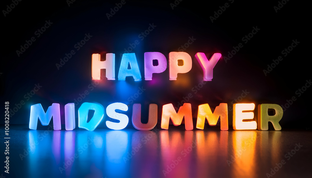 Happy Midsummer Festival wishes word 