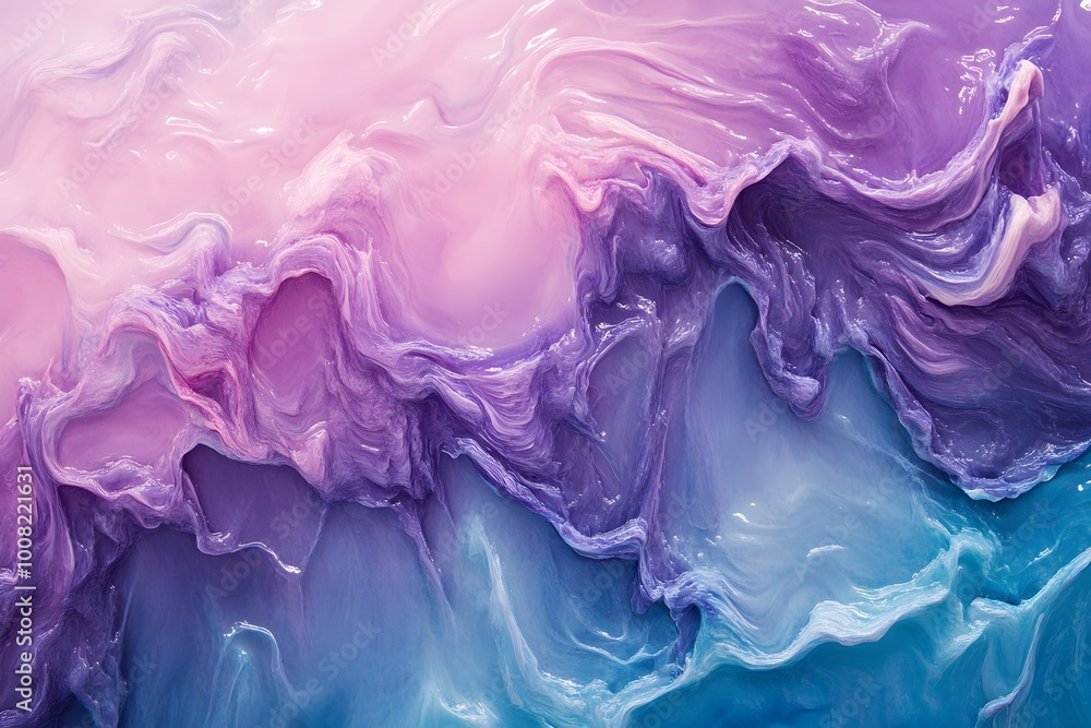 Fototapeta premium Abstract fluid art with swirling pastel colors and textures.