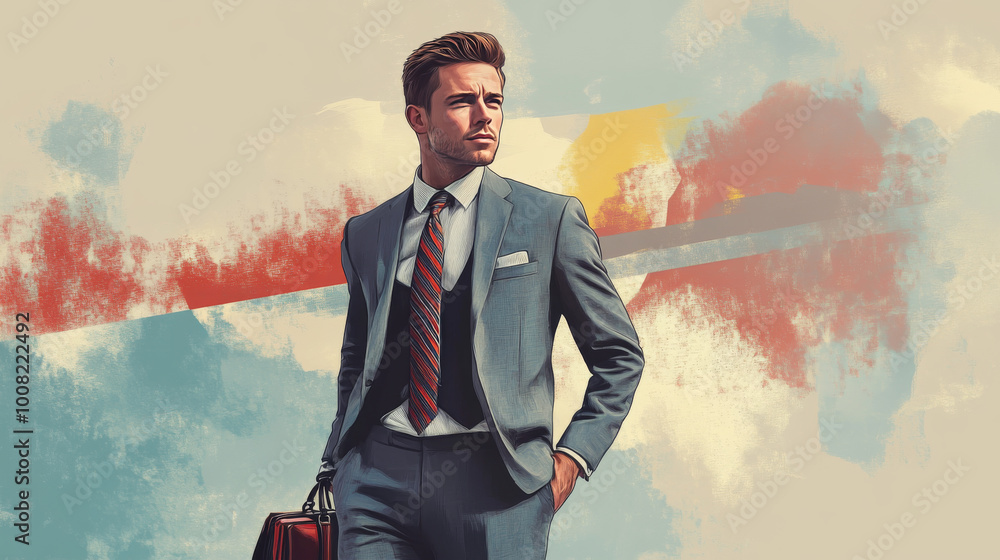A stylish businessman, looking sharp and confident, with a touch of retro flair. A stylish businessman, looking sharp and confident, with a touch of retro flair.