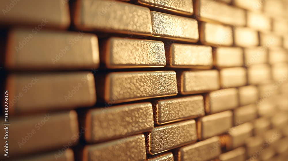 Golden Bars Stacked in a Gleaming Formation Golden Bars Stacked in a Gleaming Formation