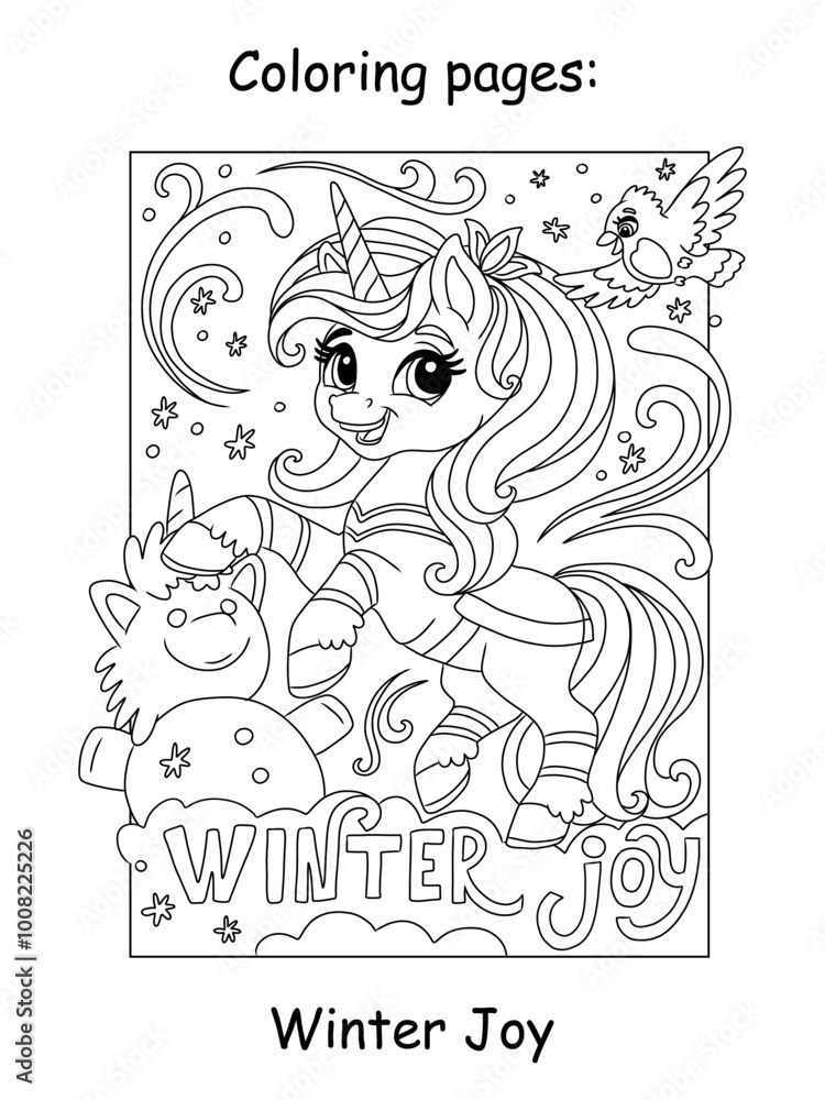 Obraz premium Kids Christmas coloring cute making a snowman vector