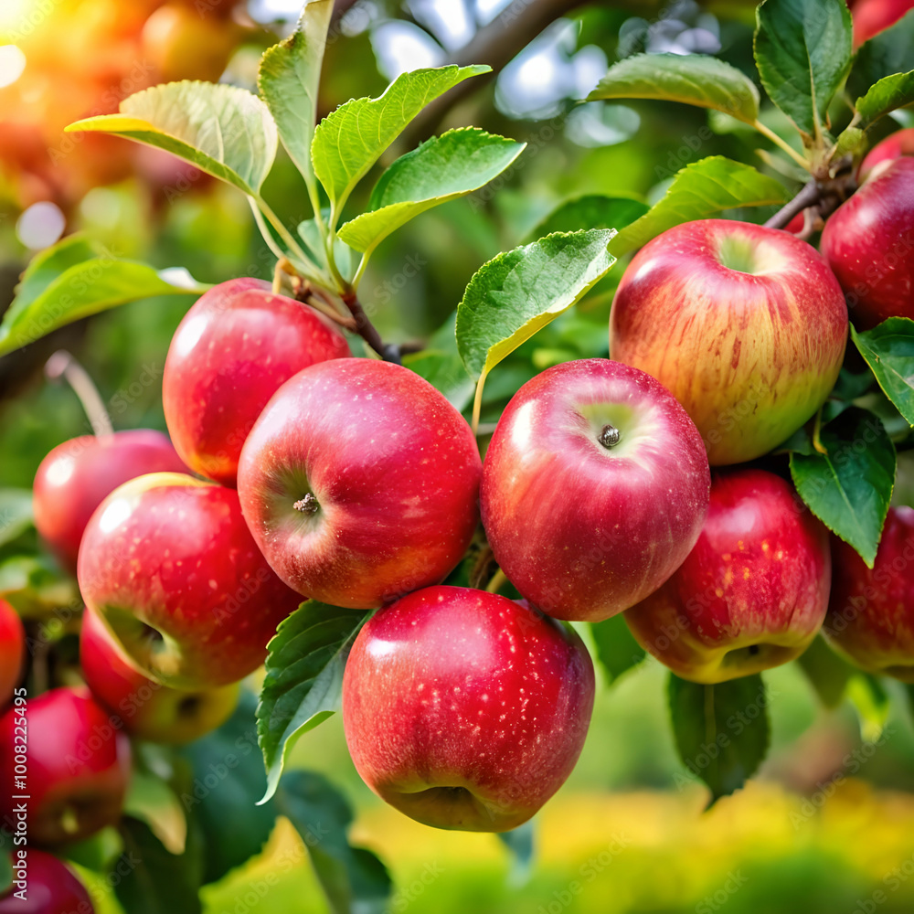closeup shot of delicious fresh apples growing closeup shot of delicious fresh apples growing