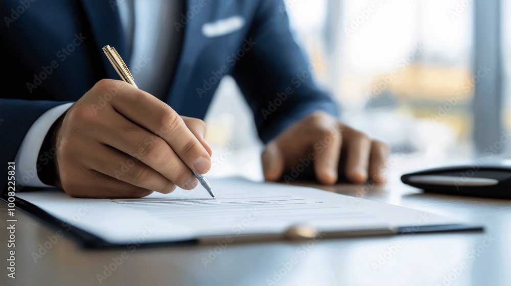 Business Professional Signing Important Document Business Professional Signing Important Document