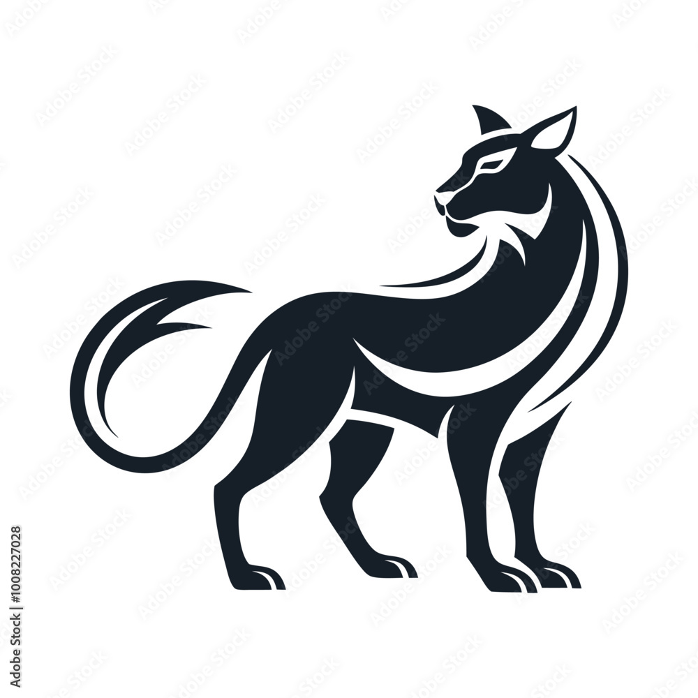 Minimalistic Lion Silhouette in a Standing Pose - Bold Vector Design with Clean, Smooth Lines Minimalistic Lion Silhouette in a Standing Pose - Bold Vector Design with Clean, Smooth Lines