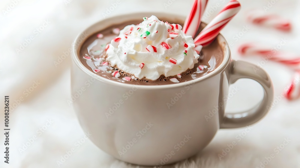 Hot Chocolate with Whipped Cream and Candy Cane Sprinkles Hot Chocolate with Whipped Cream and Candy Cane Sprinkles