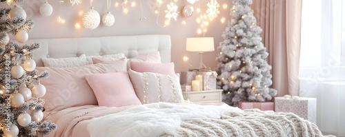Cozy Pastel Christmas Bedro...