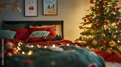 Cozy Christmas Bedroom Deco...