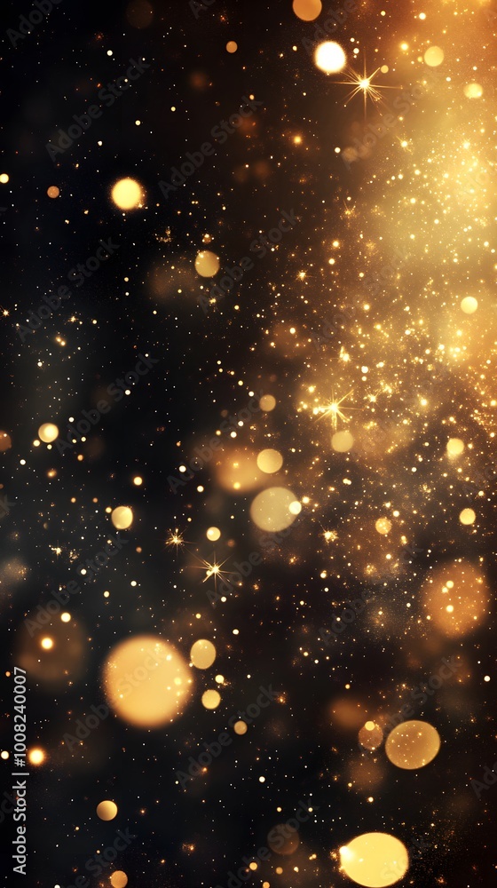 Obraz premium A shimmering background of golden particles on a dark surface.