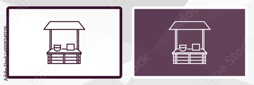 stall outline icon. Linear vector from farming and gardening concept. Thin line white and black stall icon isolated on white and dark background