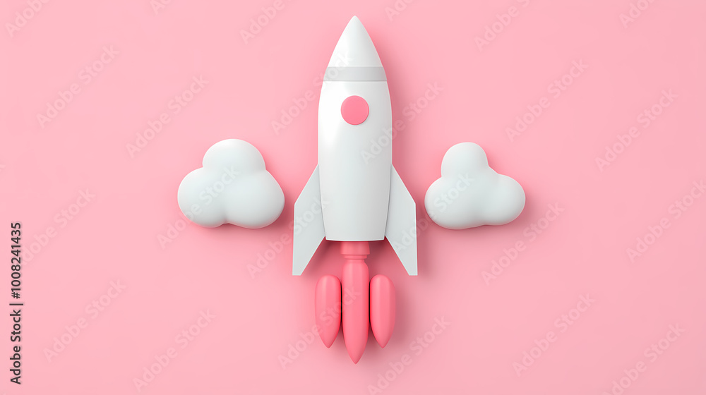 A white rocket is flying through the sky with clouds in the background. The rocket is the main focus of the image, and the clouds provide a sense of depth and atmosphere. Scene is one of excitement A white rocket is flying through the sky with clouds in the background. The rocket is the main focus of the image, and the clouds provide a sense of depth and atmosphere. Scene is one of excitement