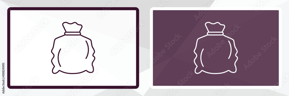 sack outline icon. Linear vector from farming and gardening concept. Thin line white and black sack icon isolated on white and dark background sack outline icon. Linear vector from farming and gardening concept. Thin line white and black sack icon isolated on white and dark background