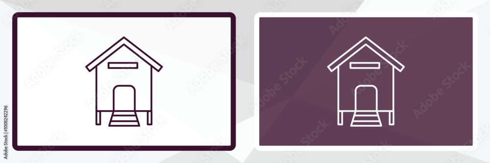 chicken coop outline icon. Linear vector from farming and gardening concept. Thin line white and black chicken coop icon isolated on white and dark background chicken coop outline icon. Linear vector from farming and gardening concept. Thin line white and black chicken coop icon isolated on white and dark background
