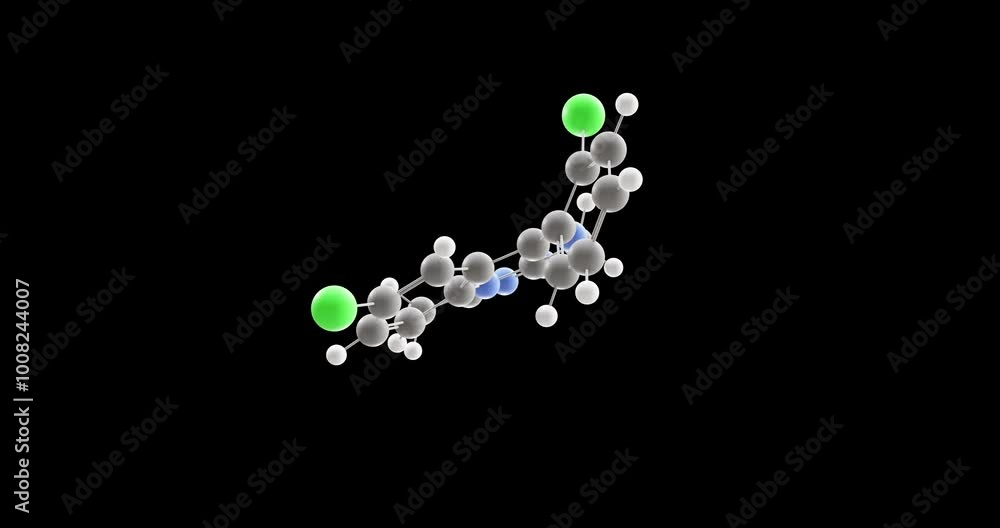 Triazolam molecule, rotating 3D model of tranquilizer, looped video on a black background Triazolam molecule, rotating 3D model of tranquilizer, looped video on a black background