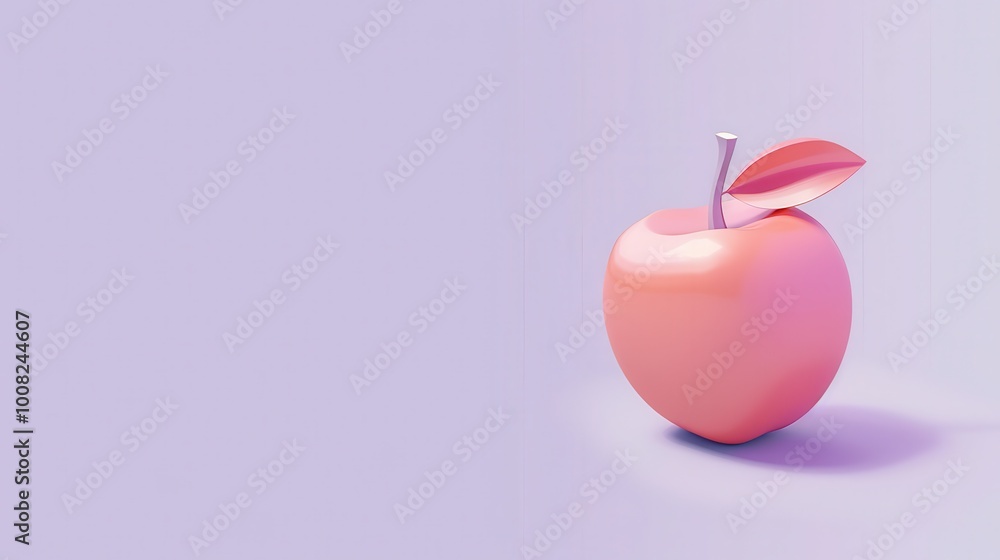 Obraz premium Simple health banner, light purple background, single apple icon, clean copy space. 