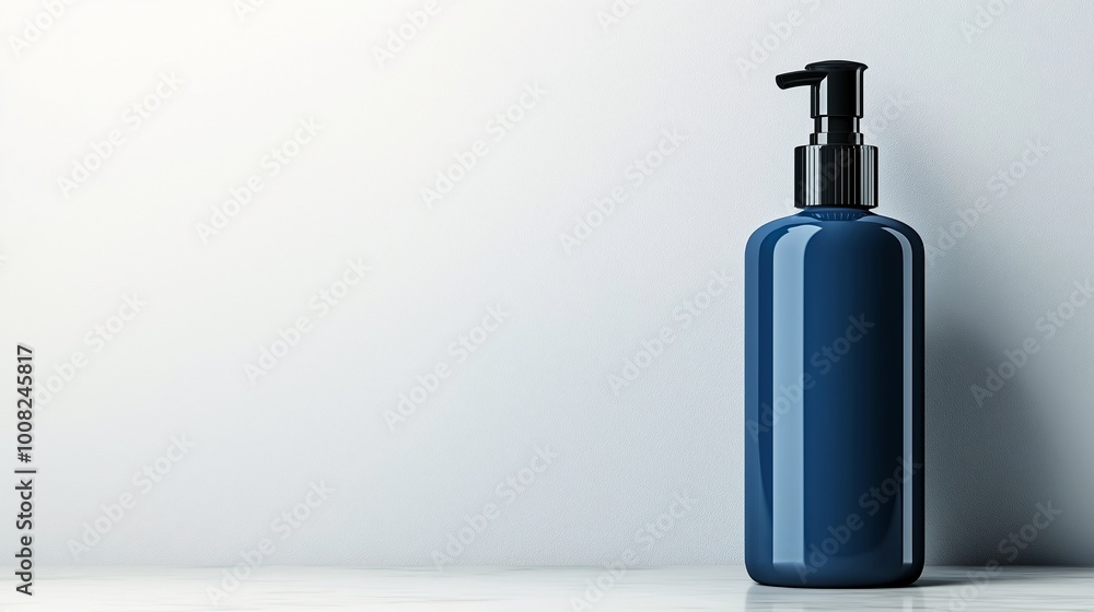 Fototapeta premium Minimalist Blue Bottle on a Clean Surface
