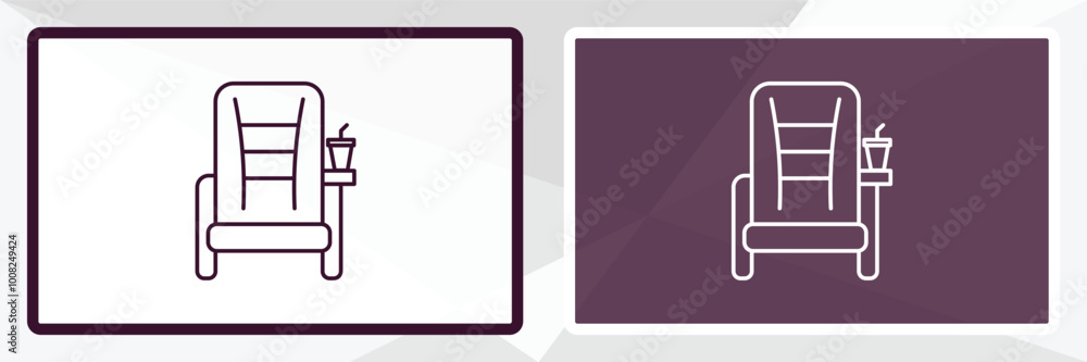 cinema seat outline icon. Linear vector from entertainment concept. Thin line white and black cinema seat icon isolated on white and dark background cinema seat outline icon. Linear vector from entertainment concept. Thin line white and black cinema seat icon isolated on white and dark background