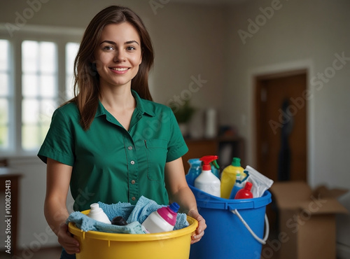 woman holding laundry basket