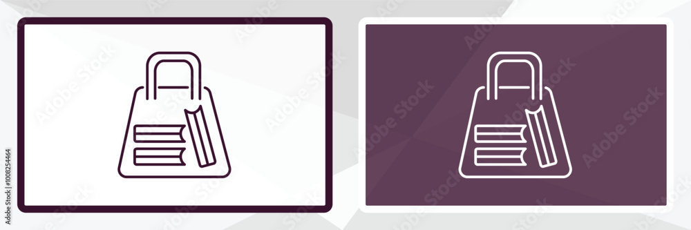 bag of books outline icon. Linear vector from education concept. Thin line white and black bag of books icon isolated on white and dark background bag of books outline icon. Linear vector from education concept. Thin line white and black bag of books icon isolated on white and dark background