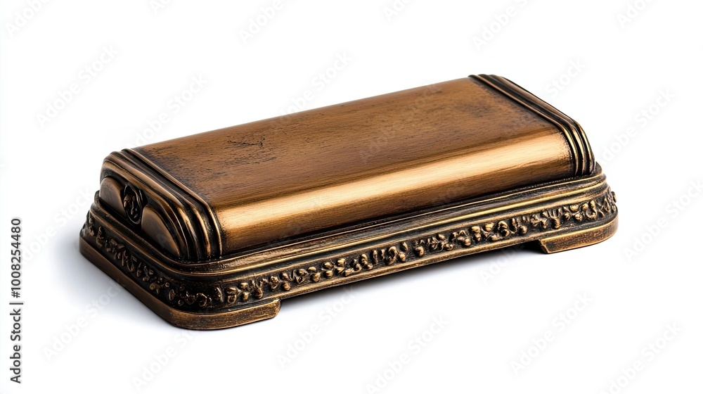 Ornate Bronze Rectangular Box with Decorative Trim Ornate Bronze Rectangular Box with Decorative Trim