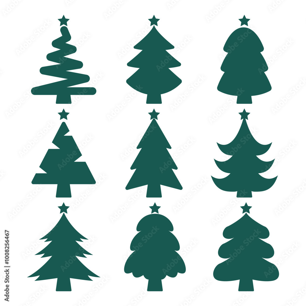 Obraz premium Christmas Tree Sillhouette Vector Illustration