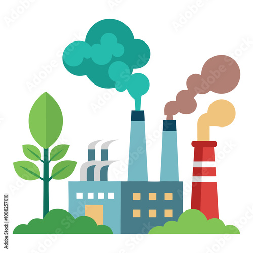 Modern and future power plants vector illustration