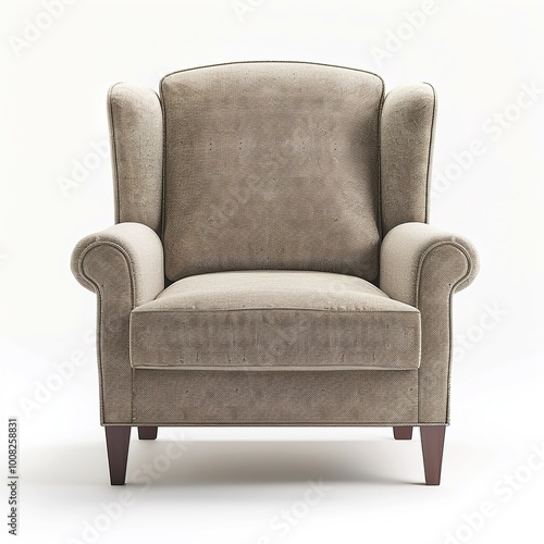 mockup of a modern wing chair isolated on white 