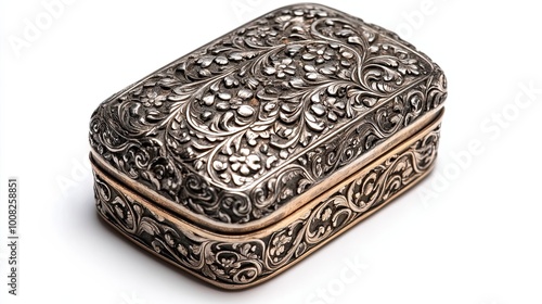 Ornate Silver Box with Floral Engraving