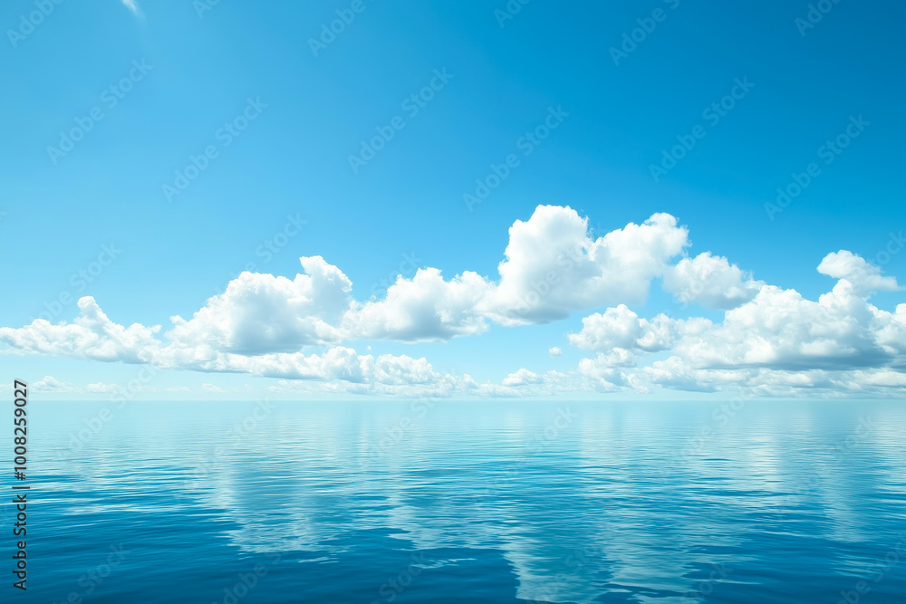 Tranquil ocean waters mirroring the clear blue sky Tranquil ocean waters mirroring the clear blue sky