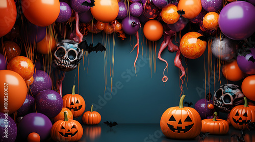 decorative balloon backdrop for halloween festival photo