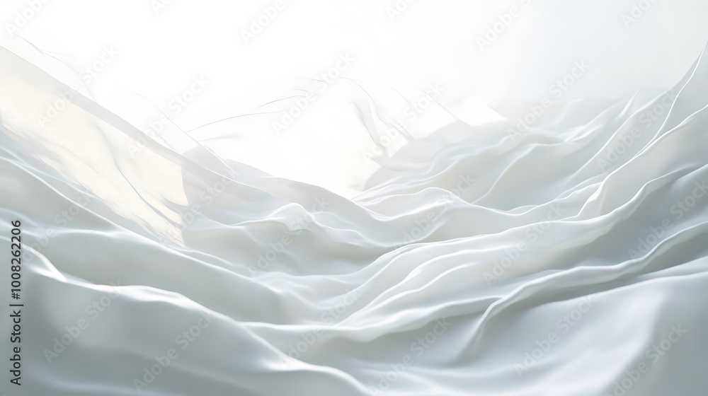 Soft, flowing white fabric creating a serene, ethereal atmosphere. Soft, flowing white fabric creating a serene, ethereal atmosphere.