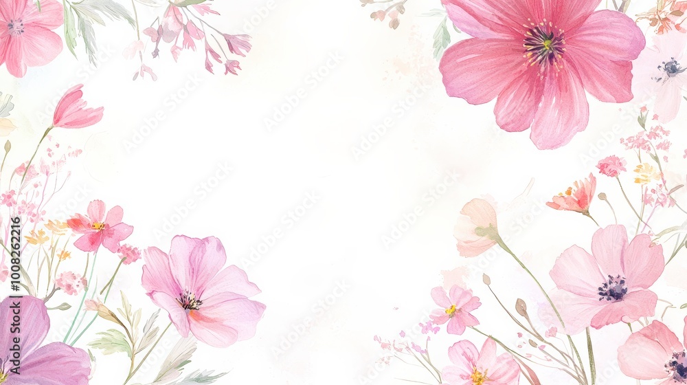 Watercolor-style wildflowers delicately surround the invitation text, enhancing it with a soft, romantic feel. The gentle colors and artistic design create an inviting atmosphere perfect for weddings Watercolor-style wildflowers delicately surround the invitation text, enhancing it with a soft, romantic feel. The gentle colors and artistic design create an inviting atmosphere perfect for weddings