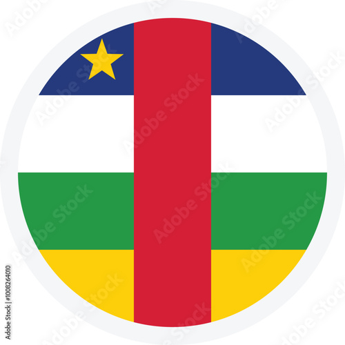 Flag of the Central African Republic. Round vector icon for mobile apps or web design