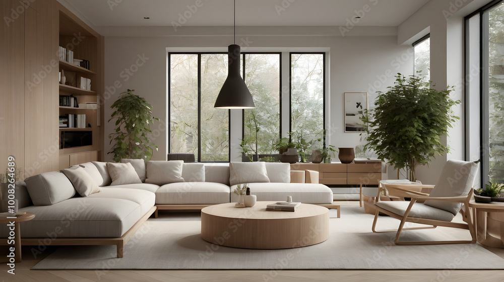 modern living room with fireplace, ai generated modern living room with fireplace, ai generated