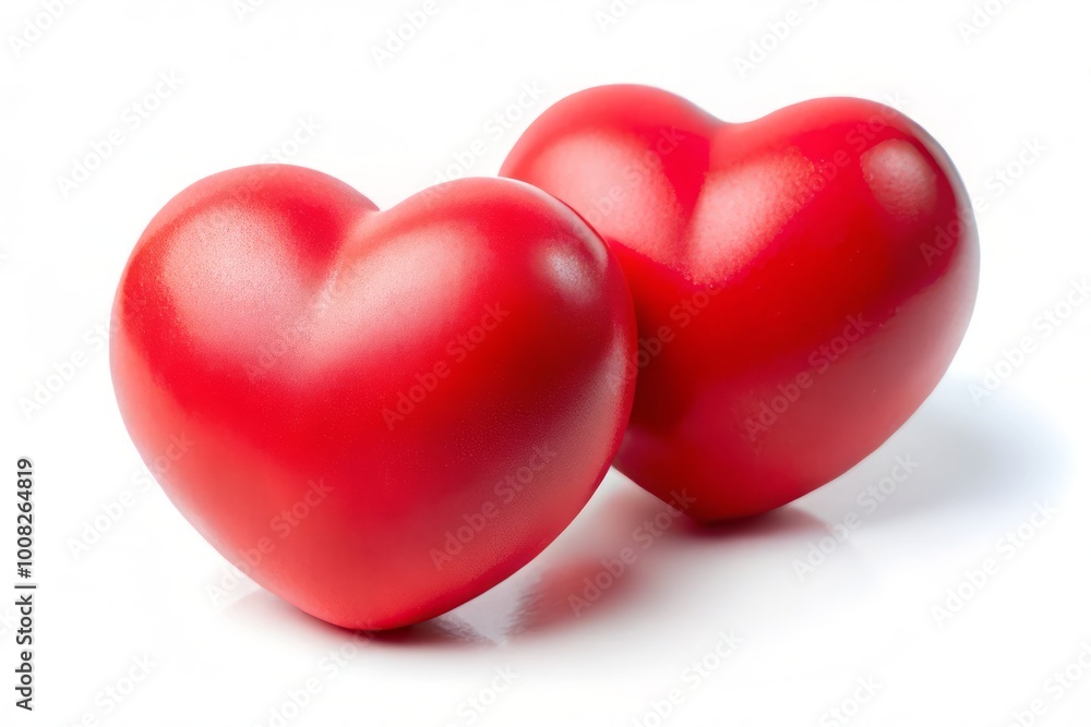 Two Red Heart-Shaped Stress Balls Isolated on White Background for Stress Relief and Relaxation Two Red Heart-Shaped Stress Balls Isolated on White Background for Stress Relief and Relaxation