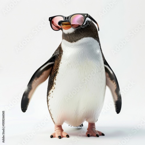 Adorable Penguin Chick Standing on Snow photo